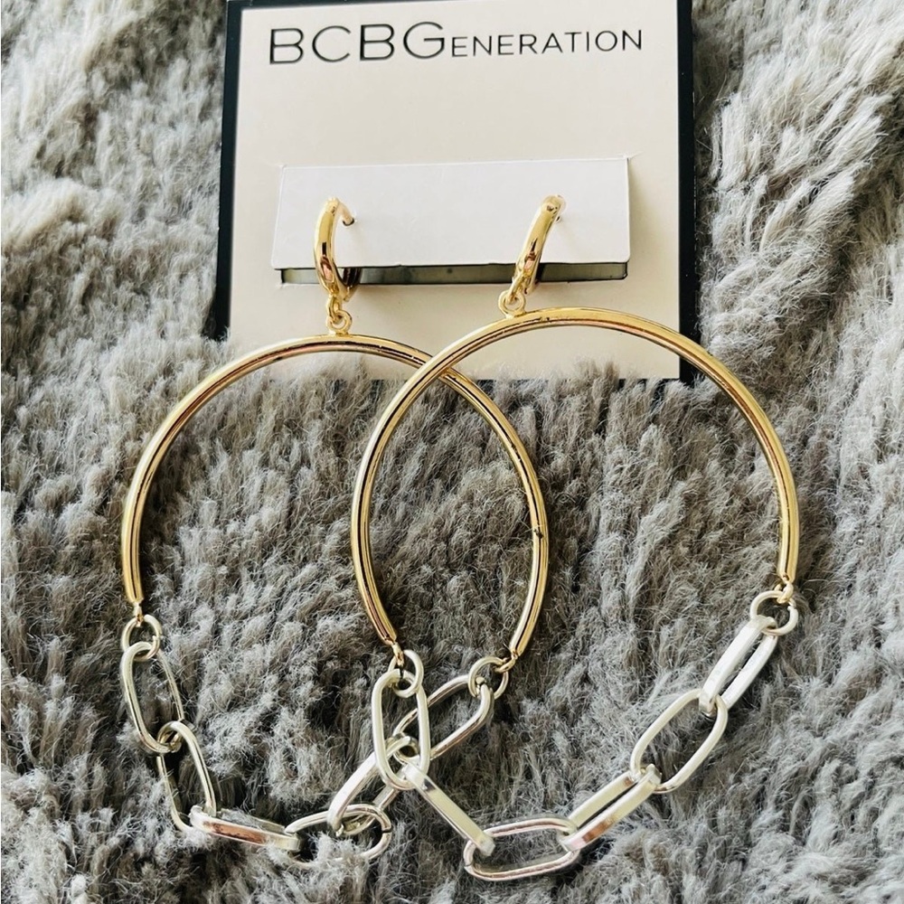 BCBGeneration Gold and Silver Hoop Earrings